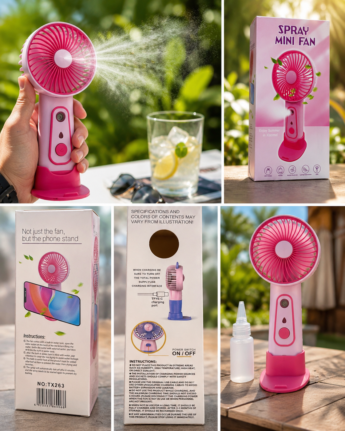 Mini Rechargeable Spray Fan – Portable USB Cooling Mist Fan