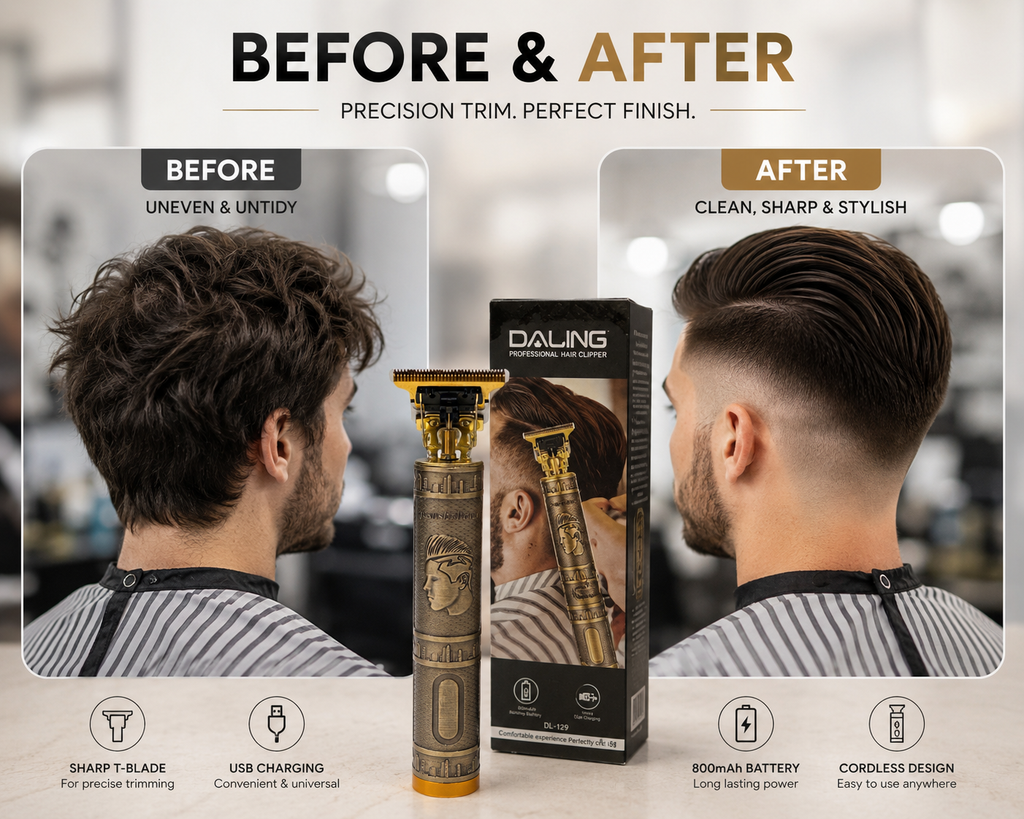 Daling Rechargeable Hair & Beard Trimmer – Professional Cordless Grooming Kit