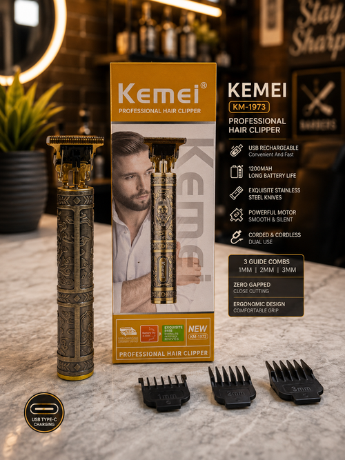 Kemei Rechargeable Hair & Beard Trimmer – Professional Cordless Grooming Kit