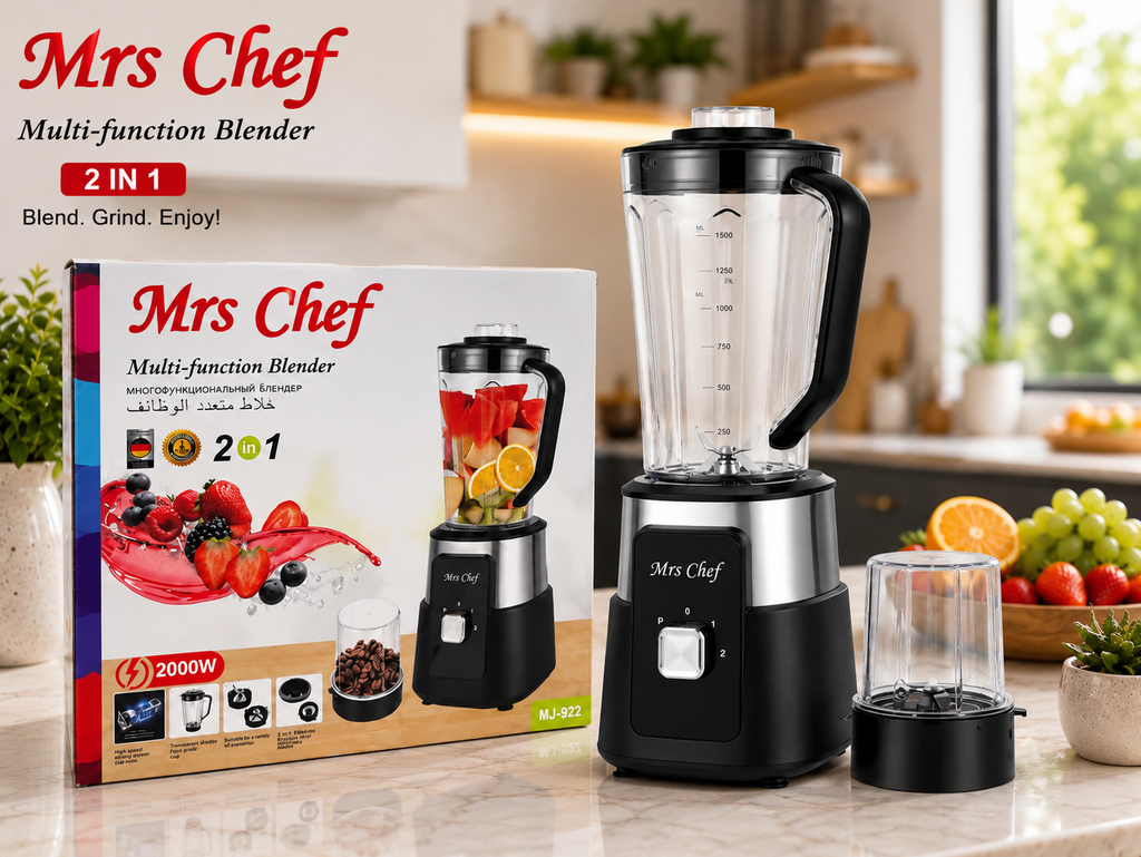 Mr Chef 2-in-1 Blender & Grinder – 2000W Multi-Function Kitchen Blender